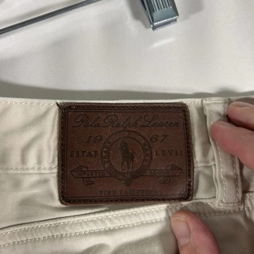 Polo Ralph Lauren Chino Pants Mens 34x34 Light Beige Stretch Straight Fit Cotton
